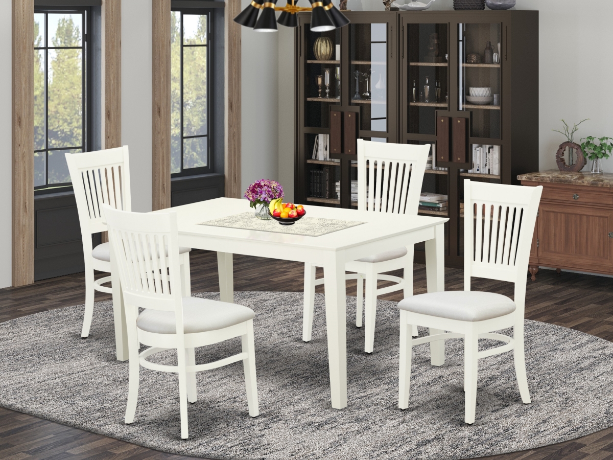 5 Piece Capri Wooden Dining Table Set - Linen White