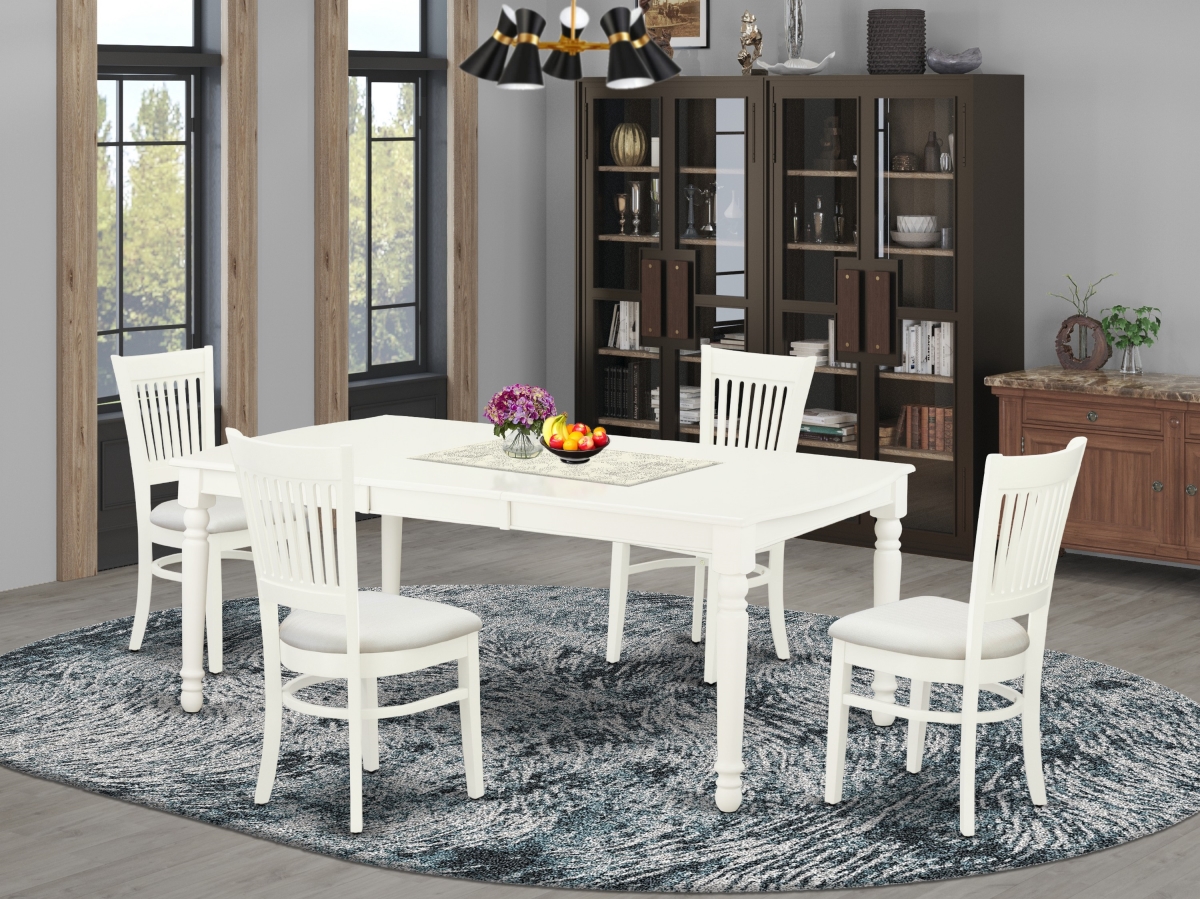 5 Piece Dover Wood Dining Table Set - Linen White