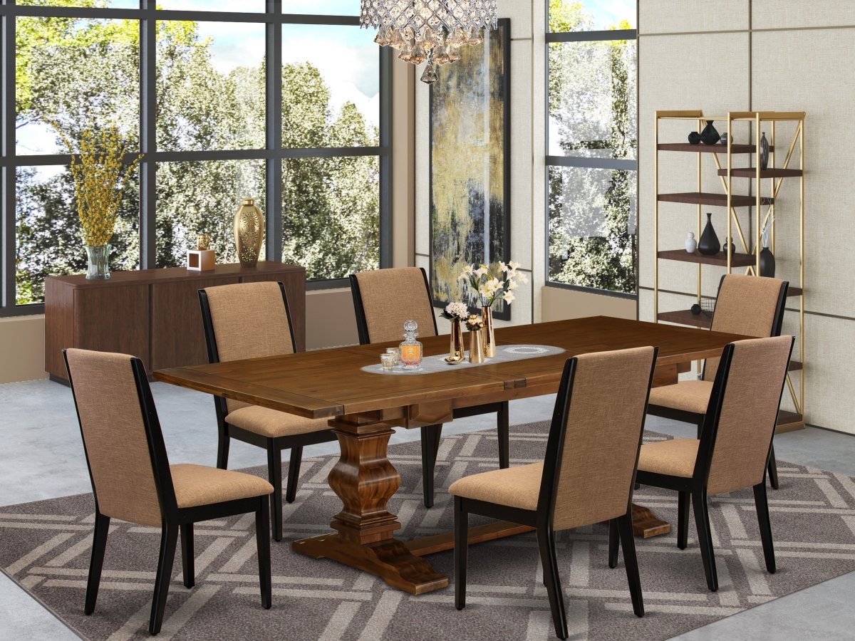 7 Piece Lassale Kitchen Table Set - Antique Walnut, Black & Light Sable -  GSI Homestyles, HO2959749