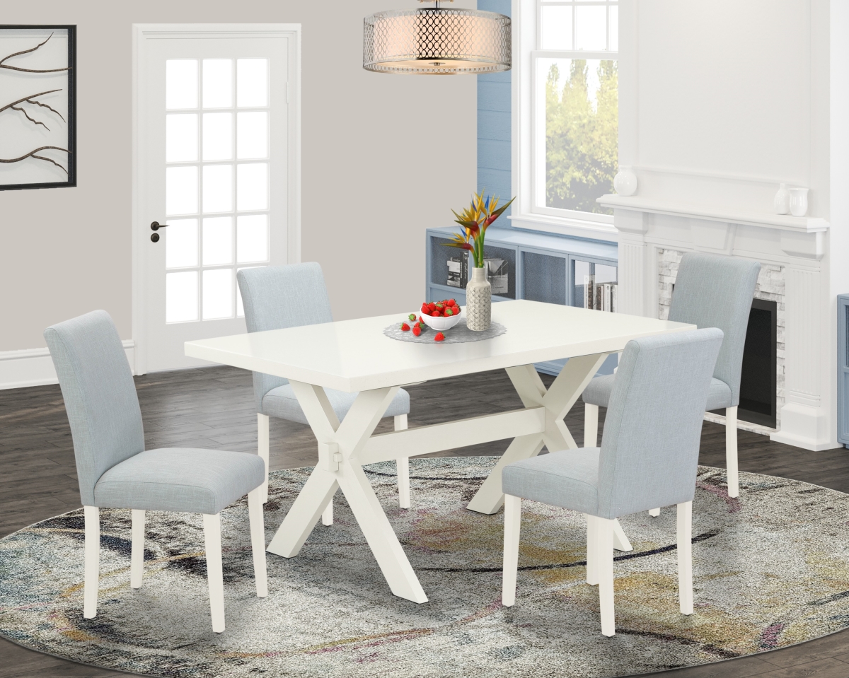 5 Piece X-Style Dining Table Set - Linen White