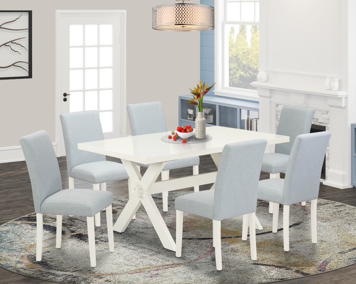 7 Piece X-Style Kitchen Table Set - Linen White