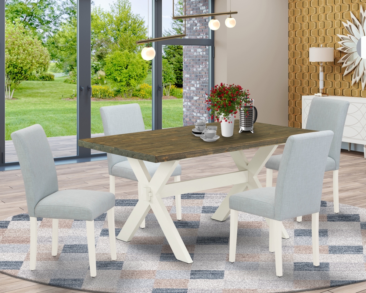 5 Piece X-Style Kitchen Table Set - Linen White