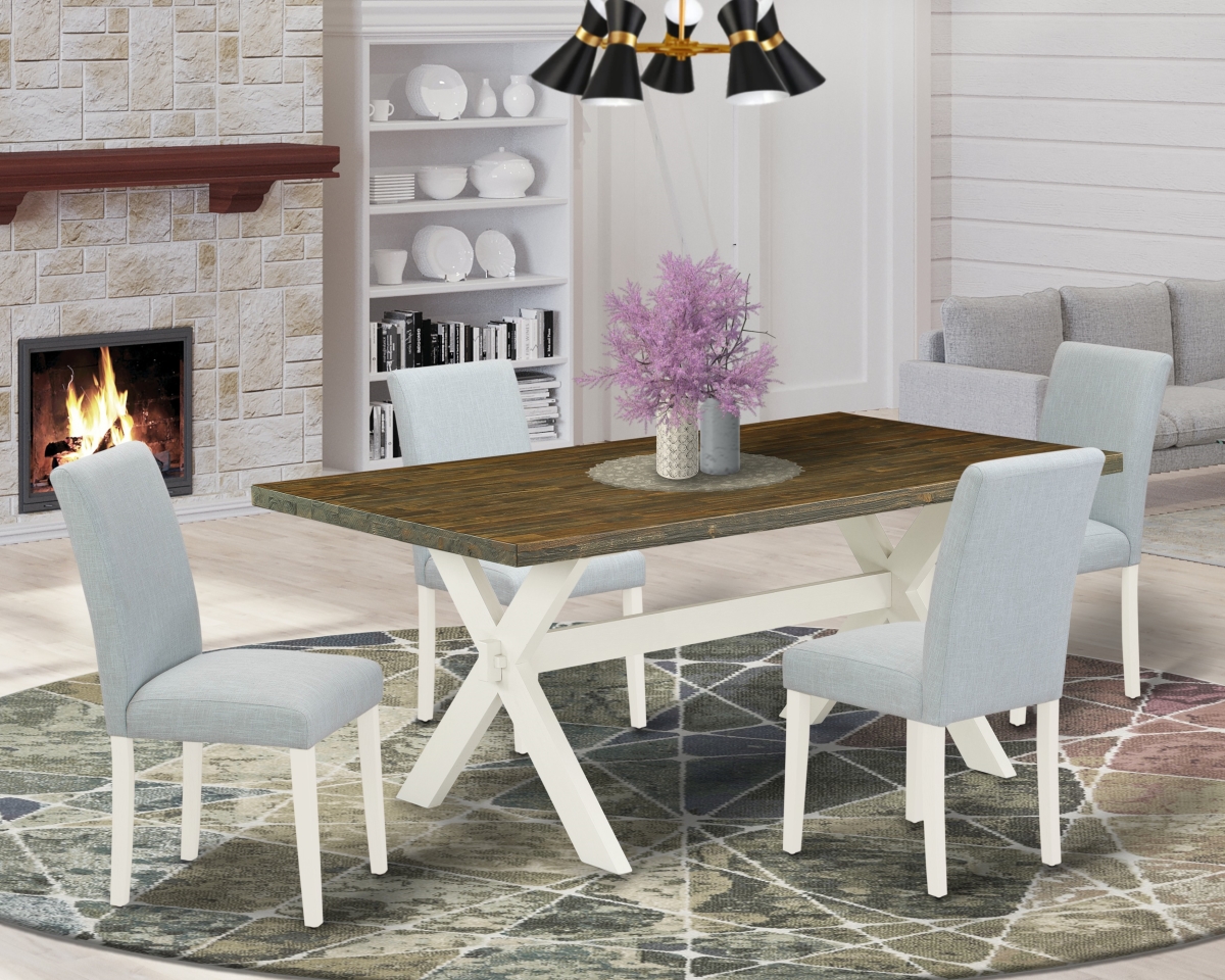 X077AB015-5 5 Piece X-Style Dining Room Set - Linen White -  East West Furniture