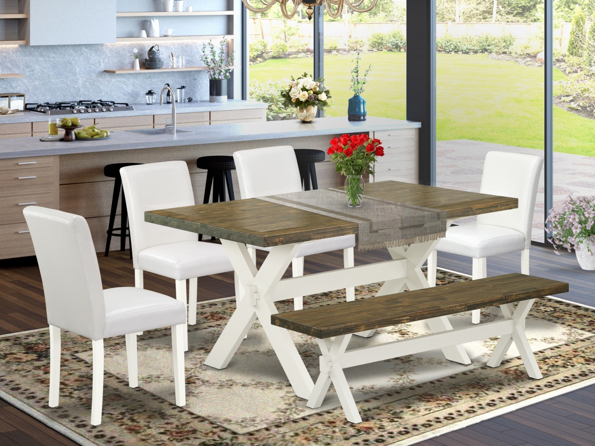 6 Piece X-Style Gorgeous Rectangular Table Set - Linen White