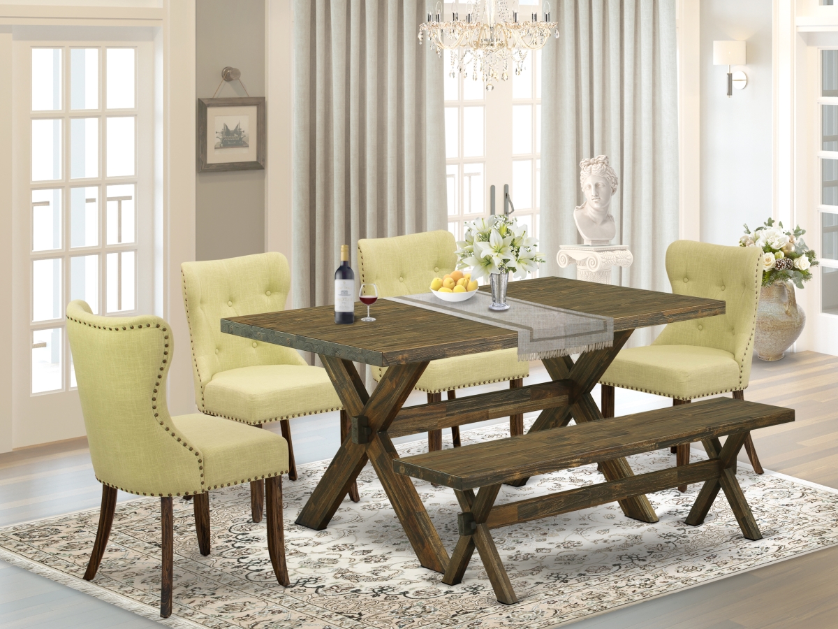 6 Piece X-Style Dinette Set - Distressed Jacobean