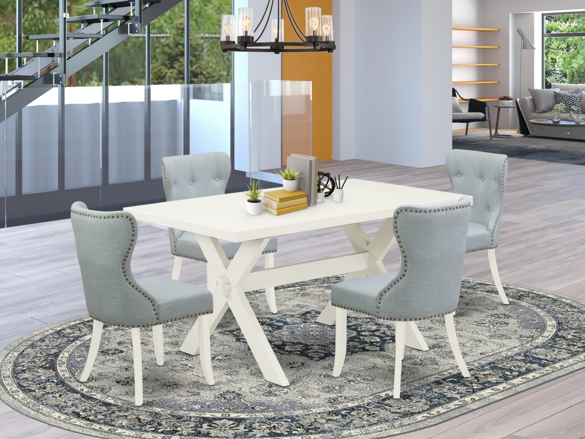 5 Piece X-Style Dining Set - Linen White