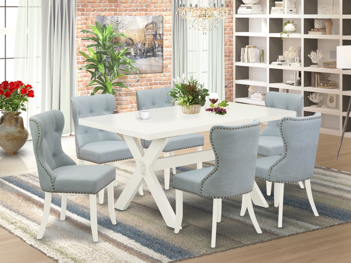 7 Piece X-Style Dining Set - Linen White