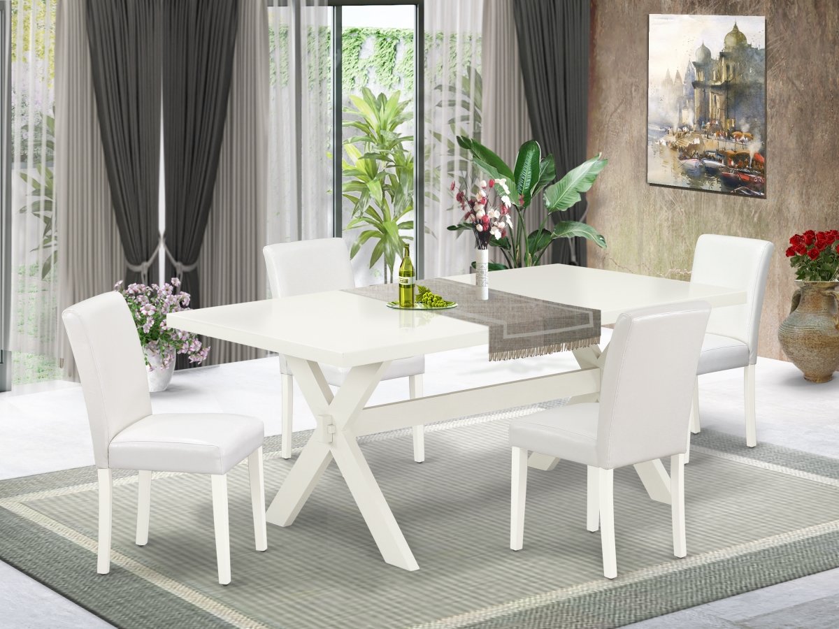 5 Piece X-Style Modern Kitchen Table Set - Linen White