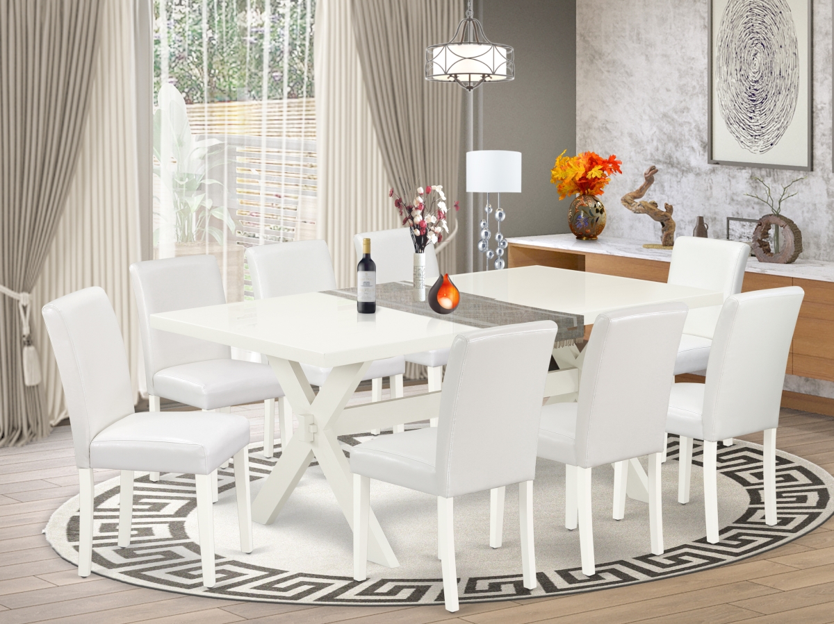 9 Piece X-Style Gorgeous Dining Set - Linen White