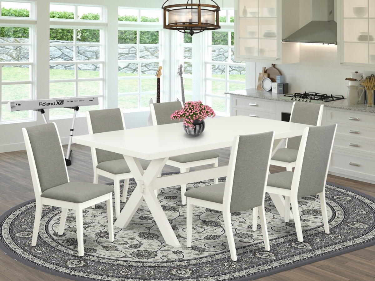 7 Piece X-Style Modern Dinette Set - Linen White