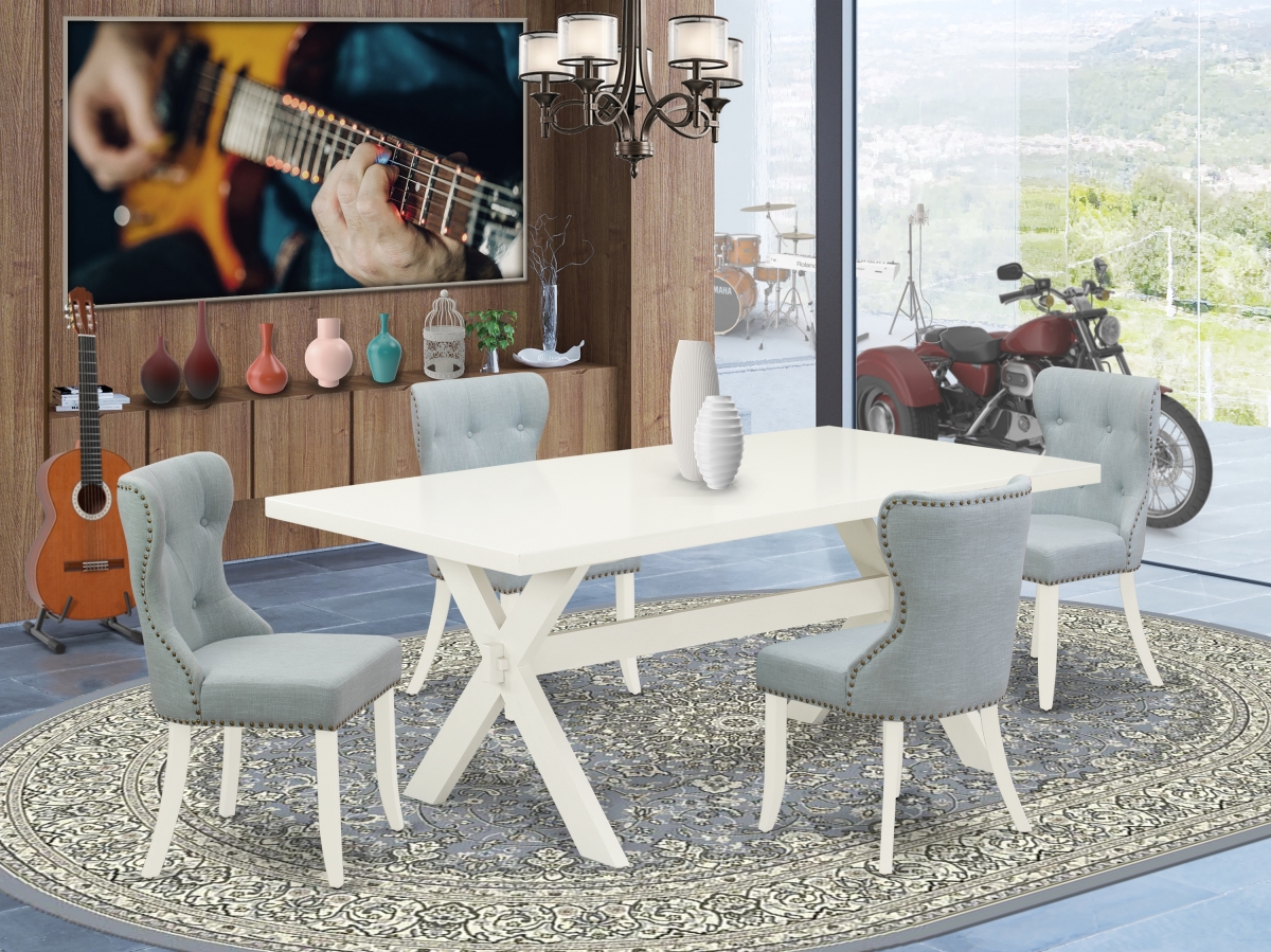 5 Piece X-Style Dining Set - Linen White
