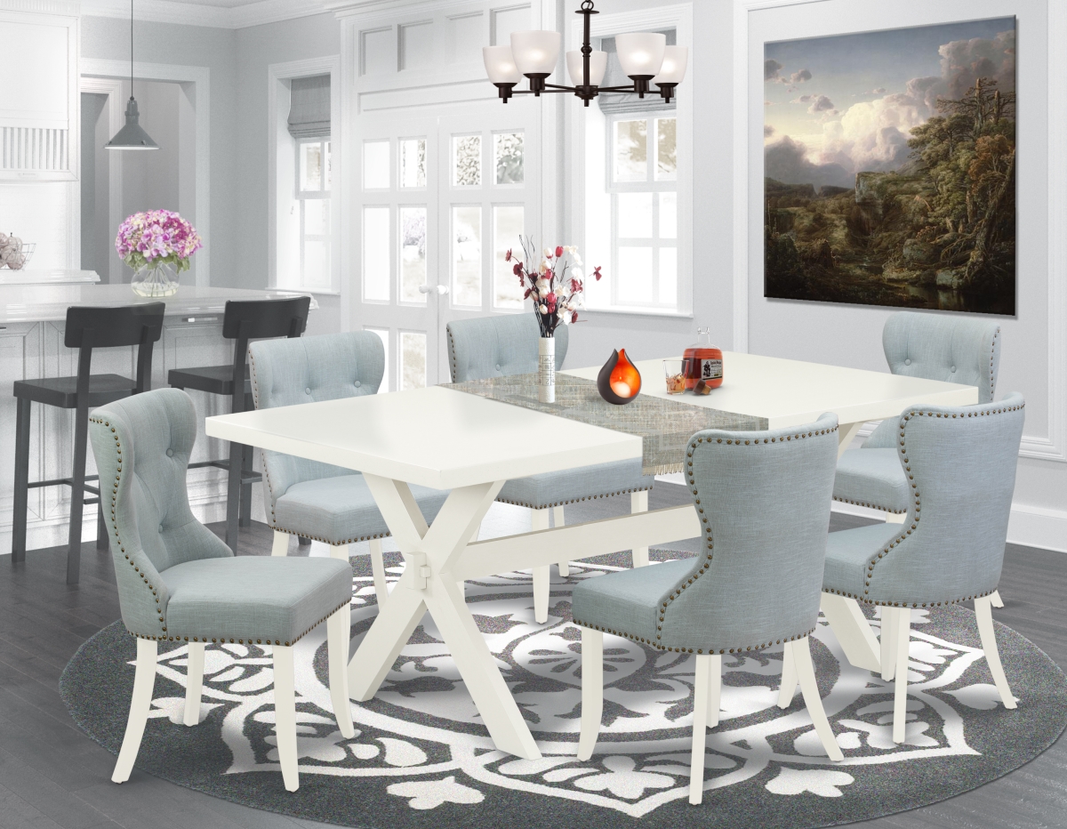 7 Piece X-Style Modern Dining Set - Linen White