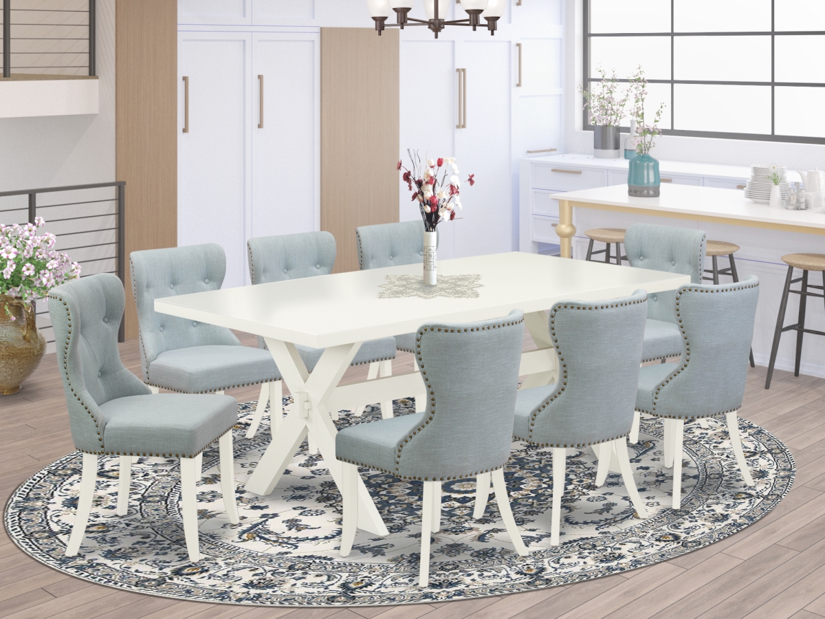 9 Piece X-Style Kitchen Dining Set - Linen White