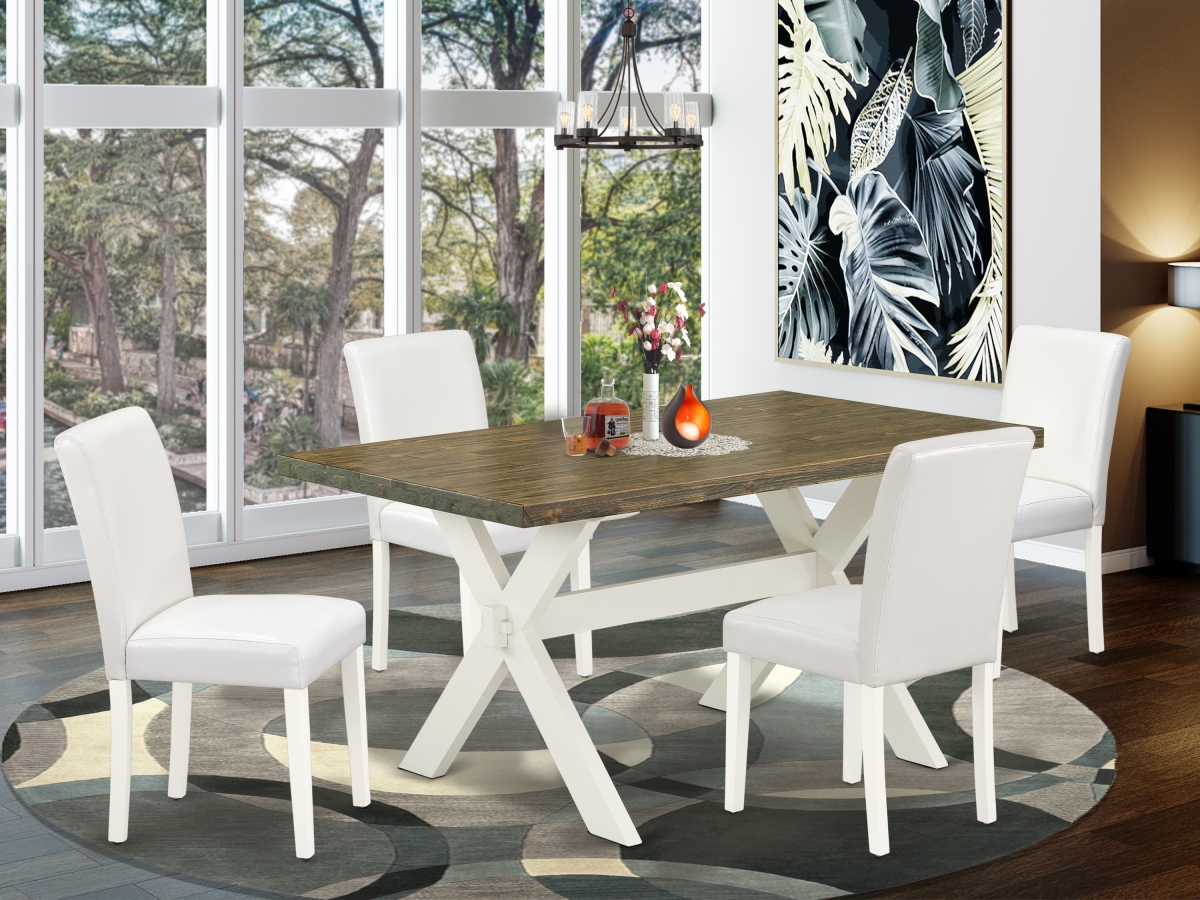 5 Piece X-Style Awesome Dining Room Table Set - Linen White