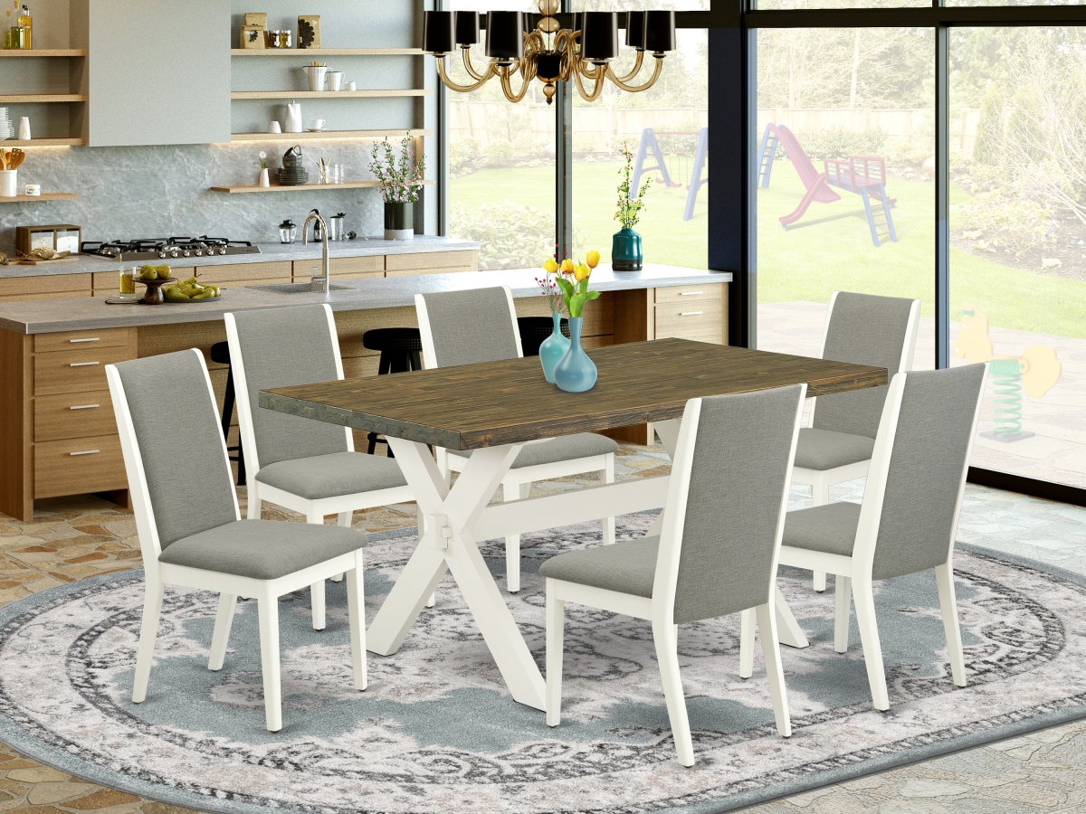 7 Piece X-Style Gorgeous Dining Set - Linen White
