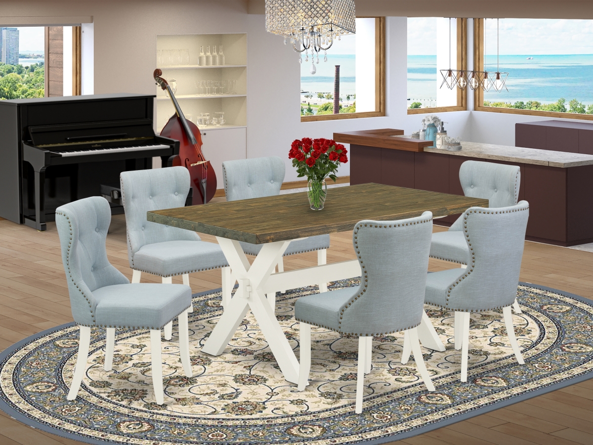 7 Piece X-Style Dinette Set - Linen White