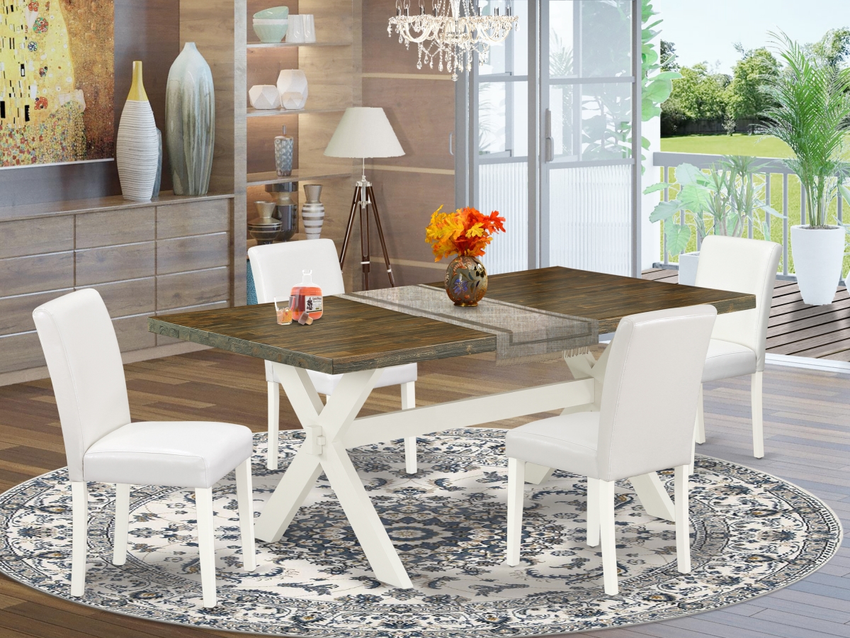5 Piece X-Style Modern Kitchen Table Set - Linen White