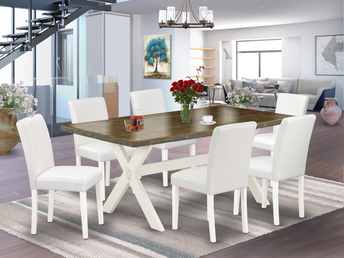 7 Piece X-Style Dining Room Set - Linen White