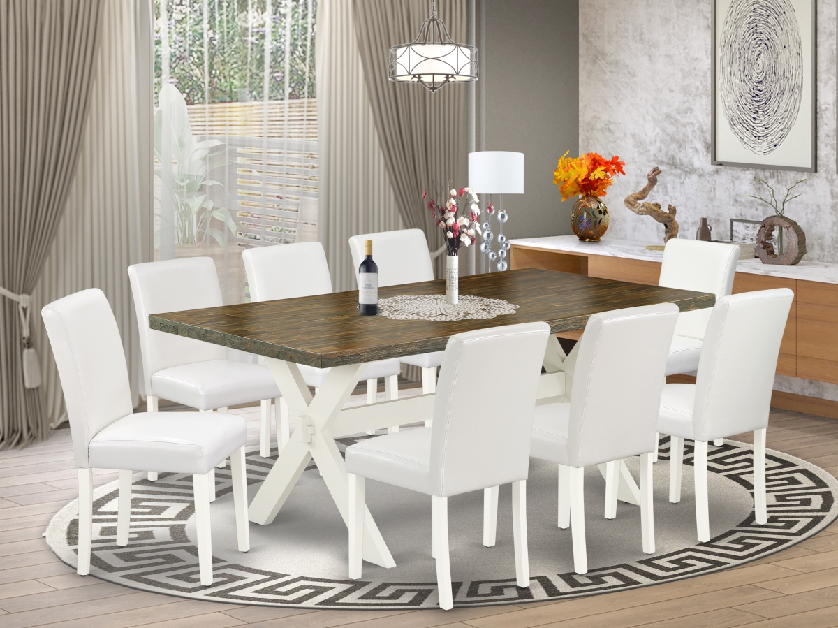 9 Piece X-Style Beautiful Modern Dining Table Set - Linen White