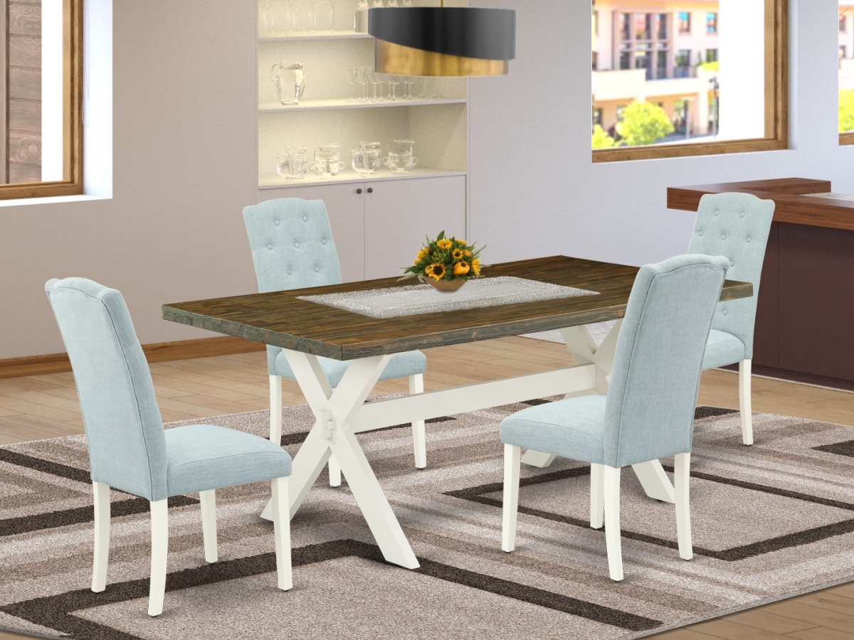 5 Piece X-Style Dining Room Set - Linen White