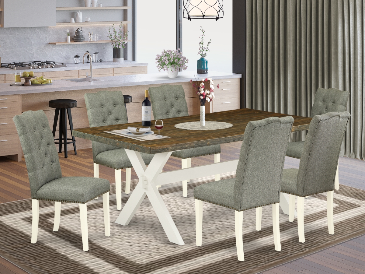7 Piece X-Style Dinette Room Set - Linen White