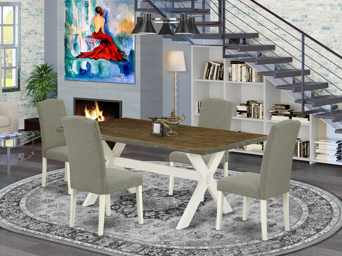 5 Piece X-Style Dining Room Set - Linen White