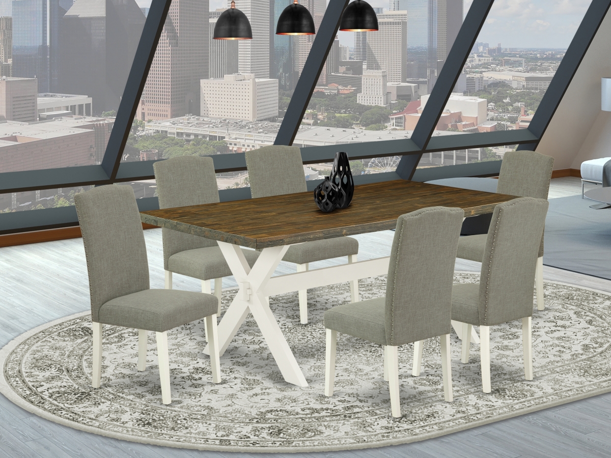 7 Piece X-Style Gorgeous Dining Table Set - Linen White
