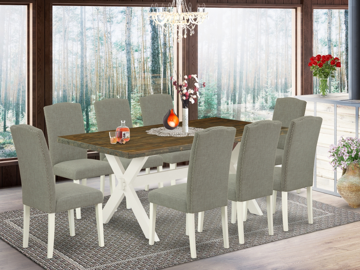 9 Piece X-Style Stylish Dinette Set - Linen White
