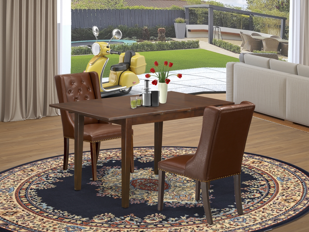 3 Piece Picasso Dining Room Table Set - Mahogany & Brown
