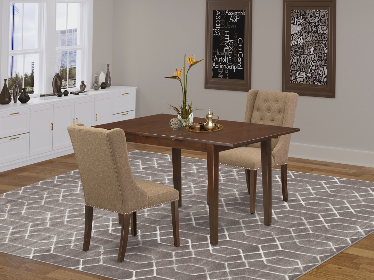 3 Piece Picasso Dining Table Set - Mahogany & Light Gray
