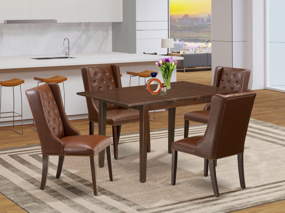 5 Piece Picasso Kitchen Dining Room Set - Mahogany & Brown