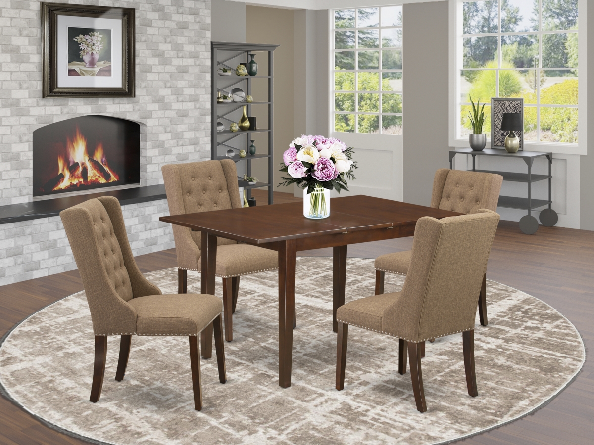 5 Piece Picasso Modern Dining Set - Mahogany & Light Sable