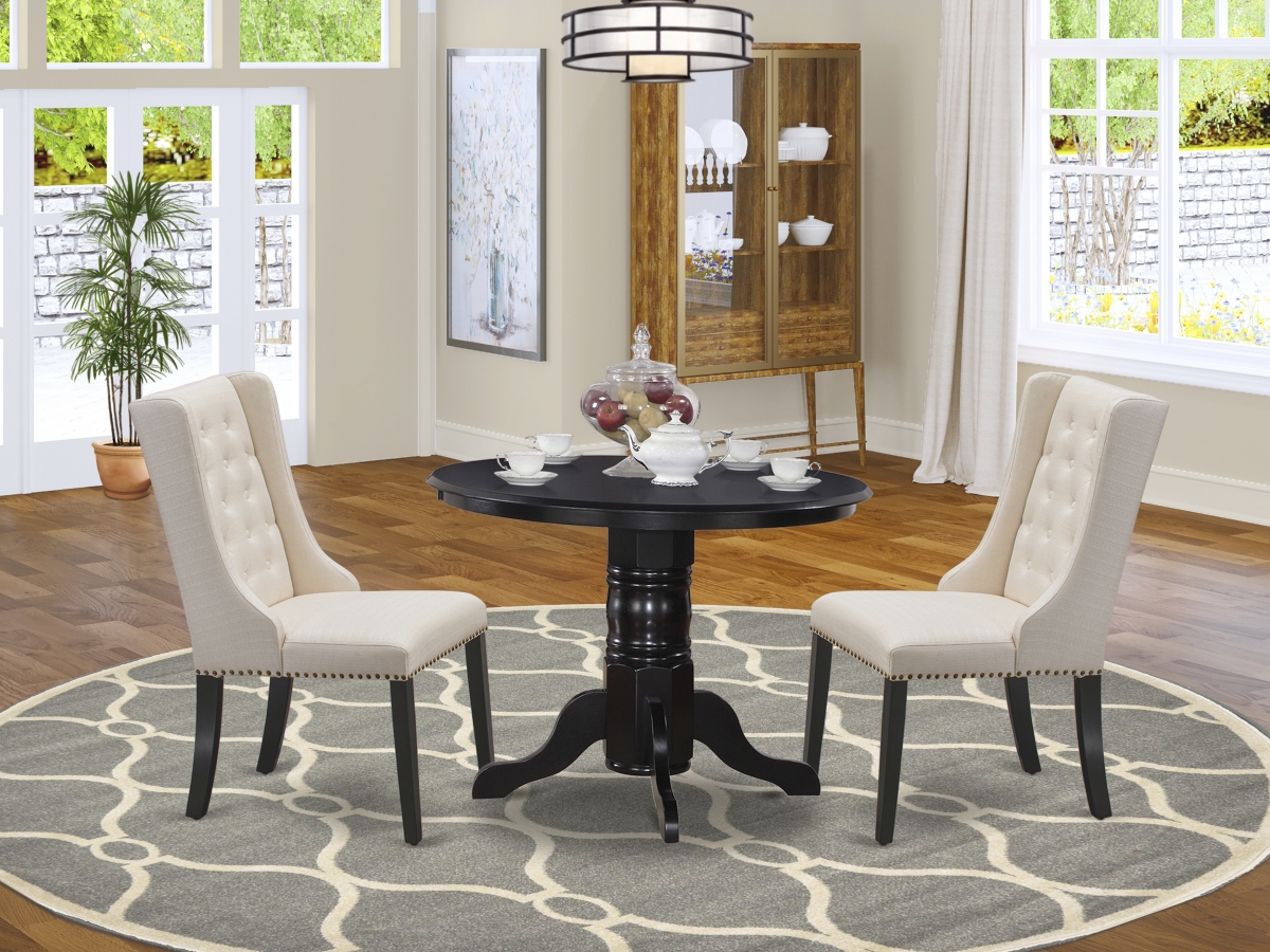 3 Piece Shelton Dinette Room Set - Black & Cream