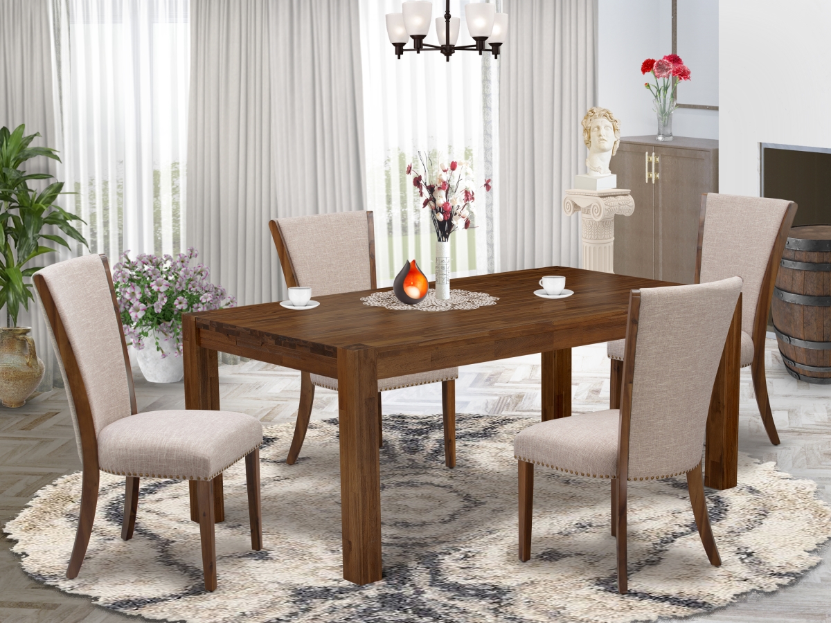 5 Piece Lismore Dining Room Table Set - Antique Walnut
