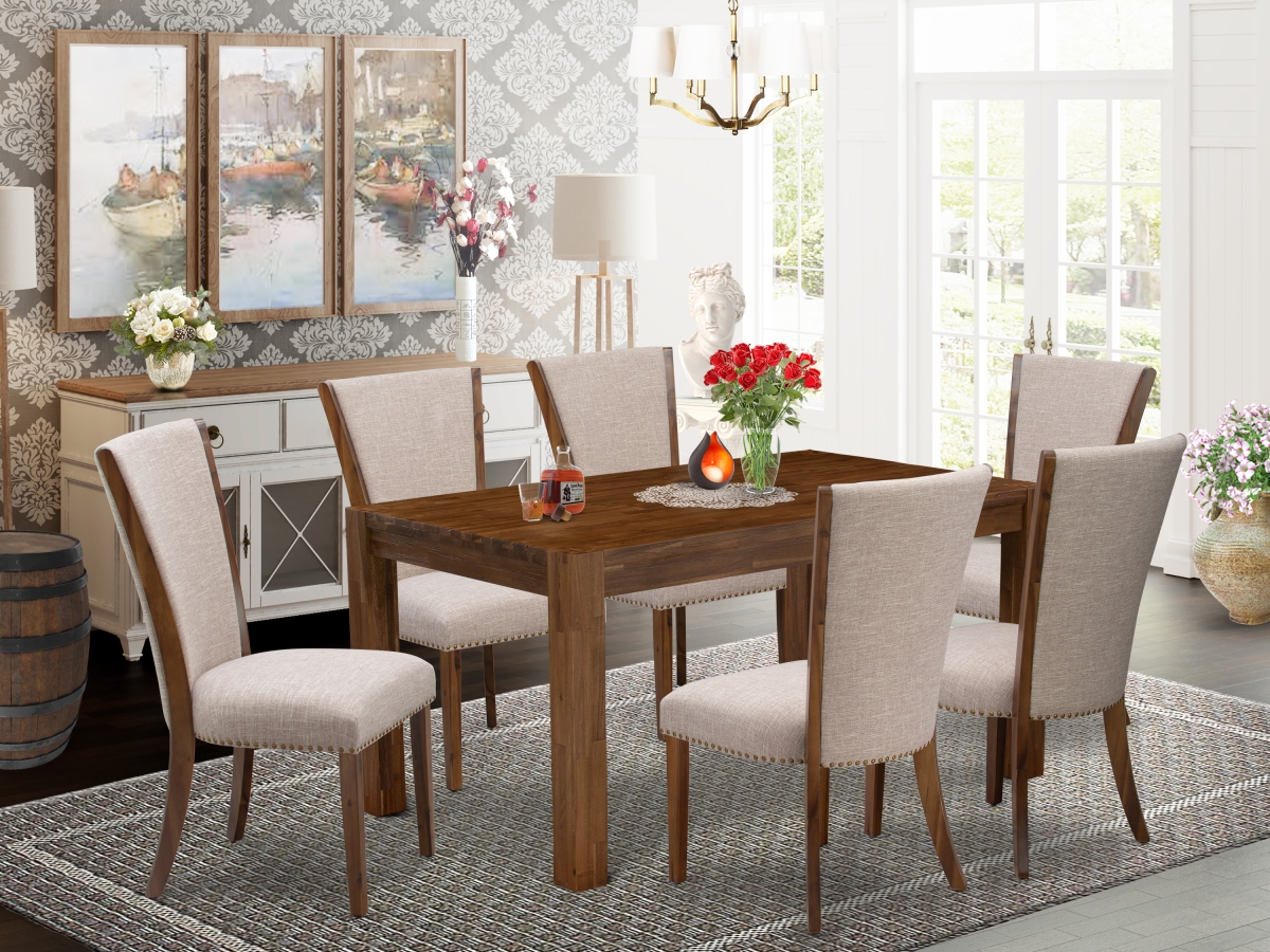 7 Piece Celina Dining Room Table Set - Antique Walnut