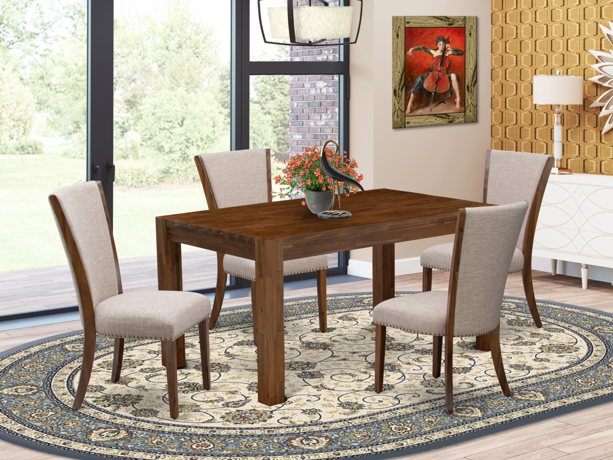 5 Piece Celina Modern Dining Table Set - Antique Walnut
