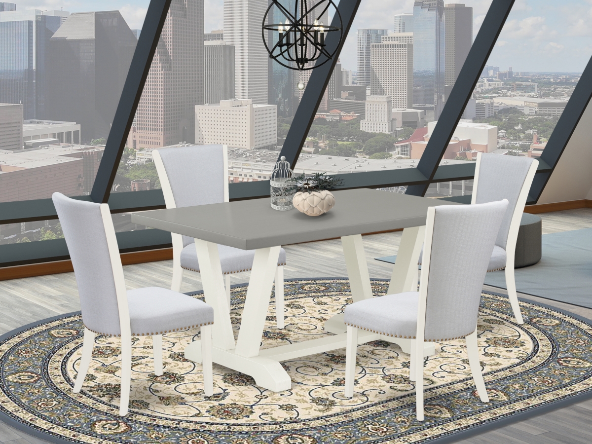 5 Piece V-Style Dining Set - Linen White