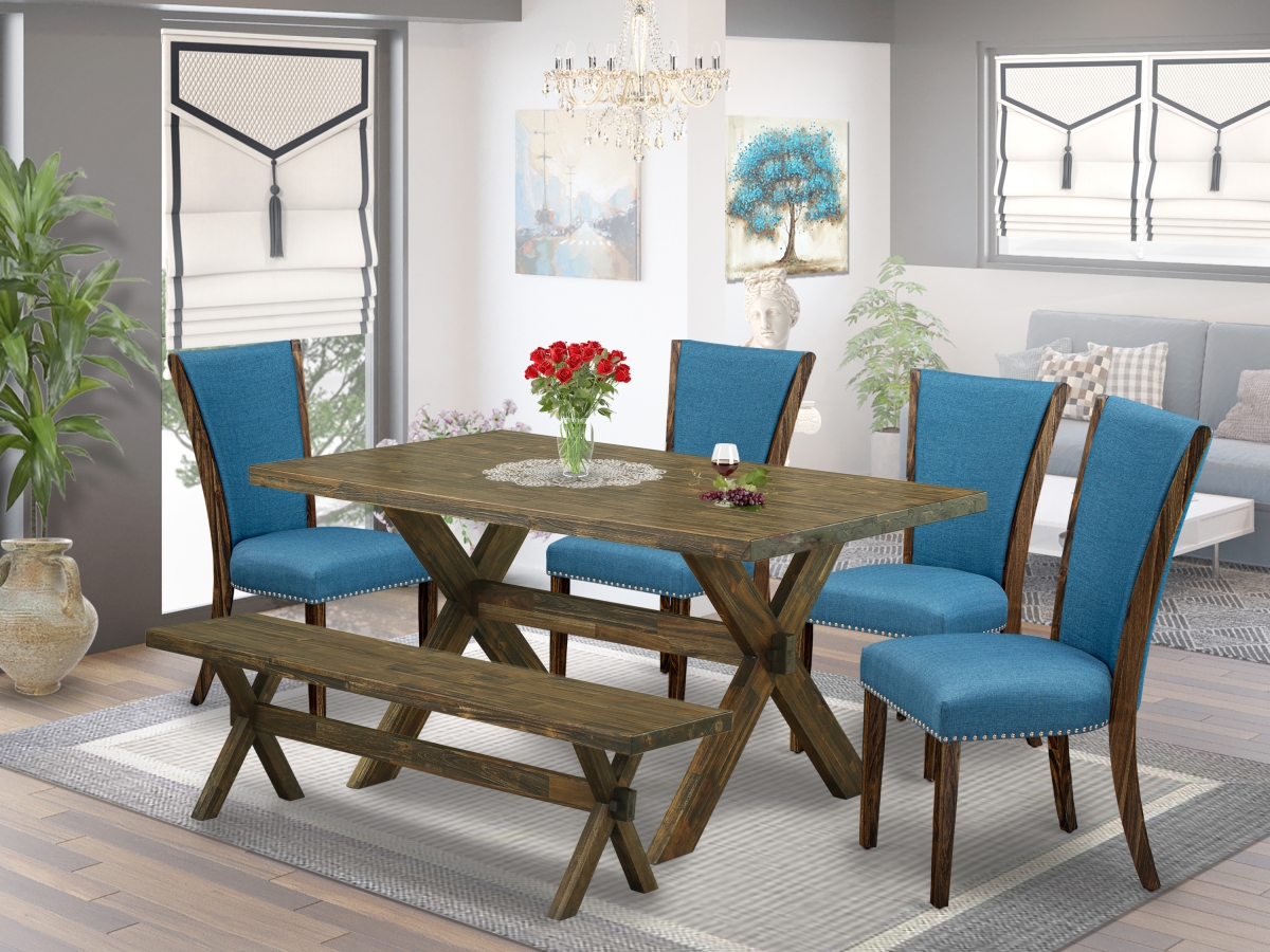 6 Piece X-Style Dining Room Set - Distressed Jacobean