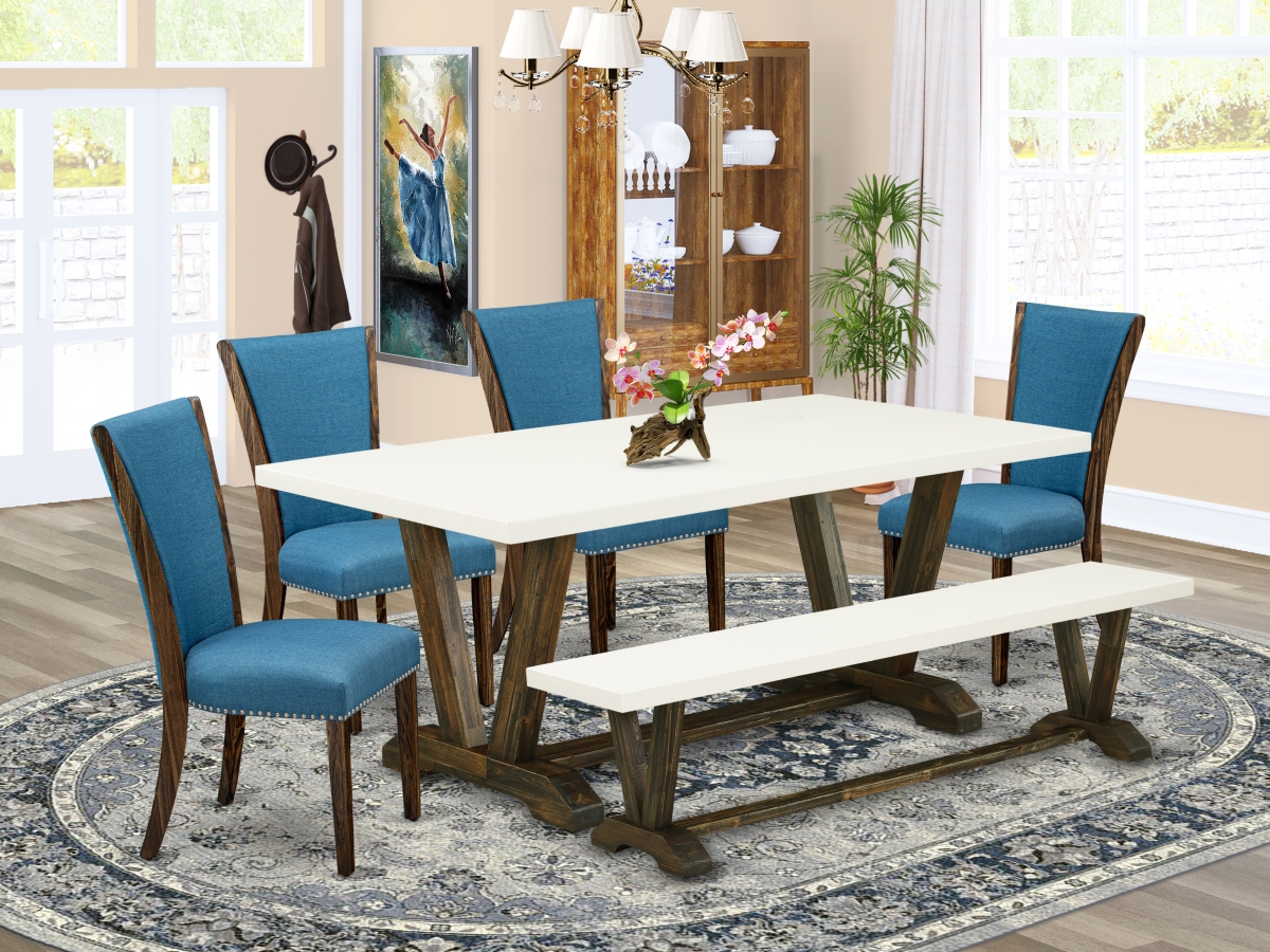 6 Piece V-Style Dining Room Set - Distressed Jacobean