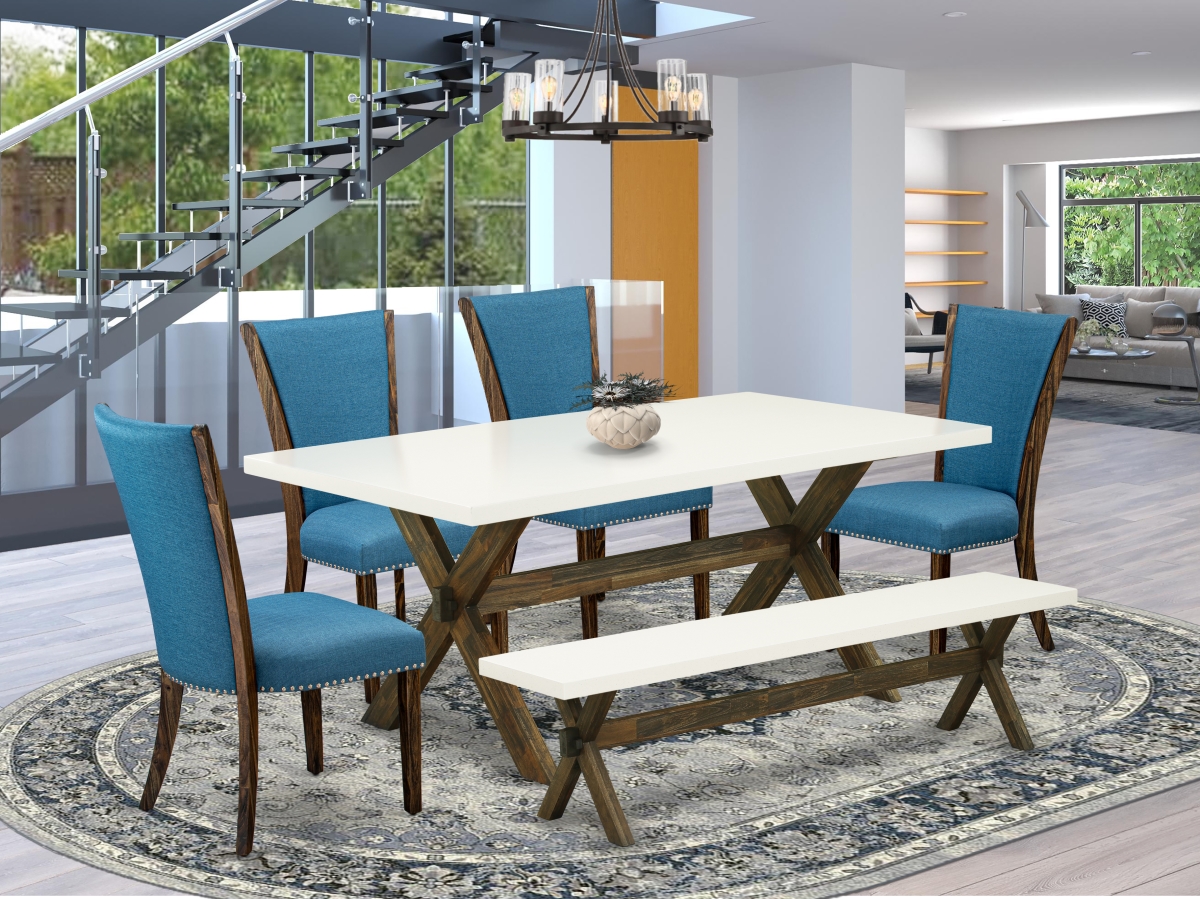 X727VE721-6 6 Piece X-Style Dining Table Set - Distressed Jacobean
