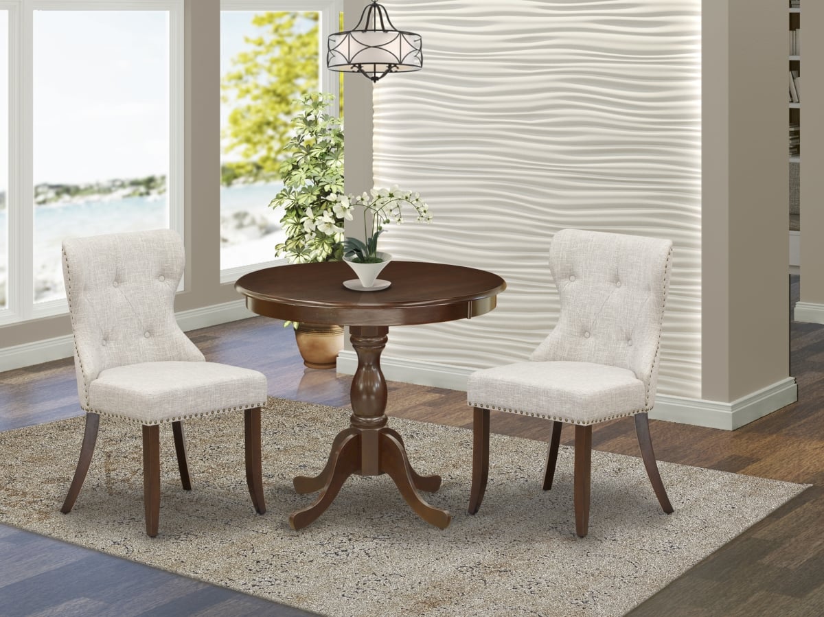 3 Piece Antique Dining Table Set - Mahogany