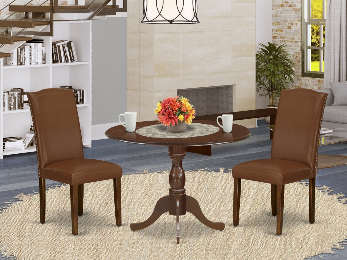 3 Piece Dublin Modern Dining Table Set - Mahogany