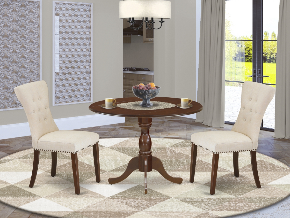 3 Piece Dublin Modern Dining Table Set - Mahogany