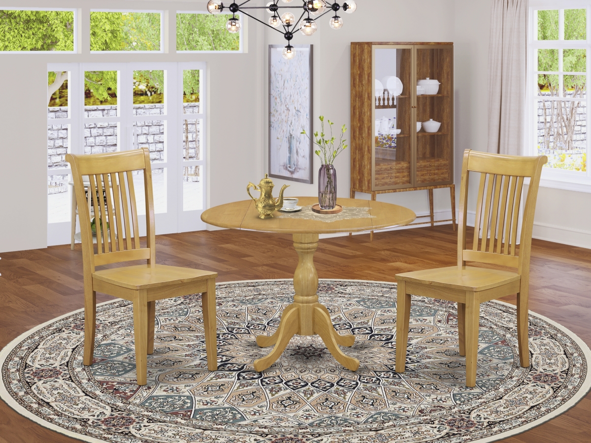3 Piece Dublin Modern Dining Room Table Set - Oak