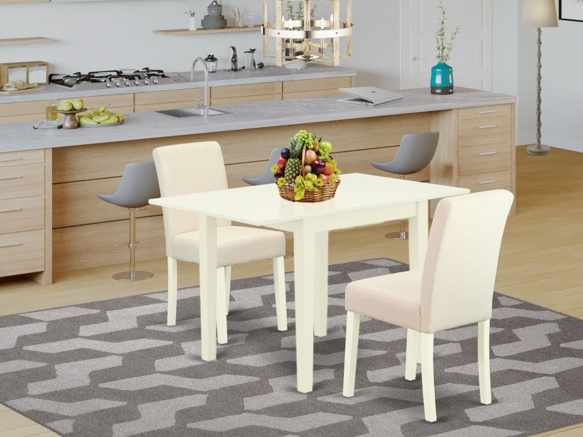 3 Piece Norden Dining Set - Light Beige & Linen White