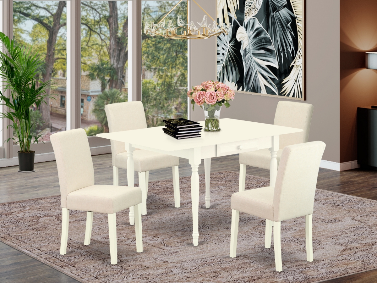 5 Piece Monza Kitchen Furniture Set - Linen White & Light Beige