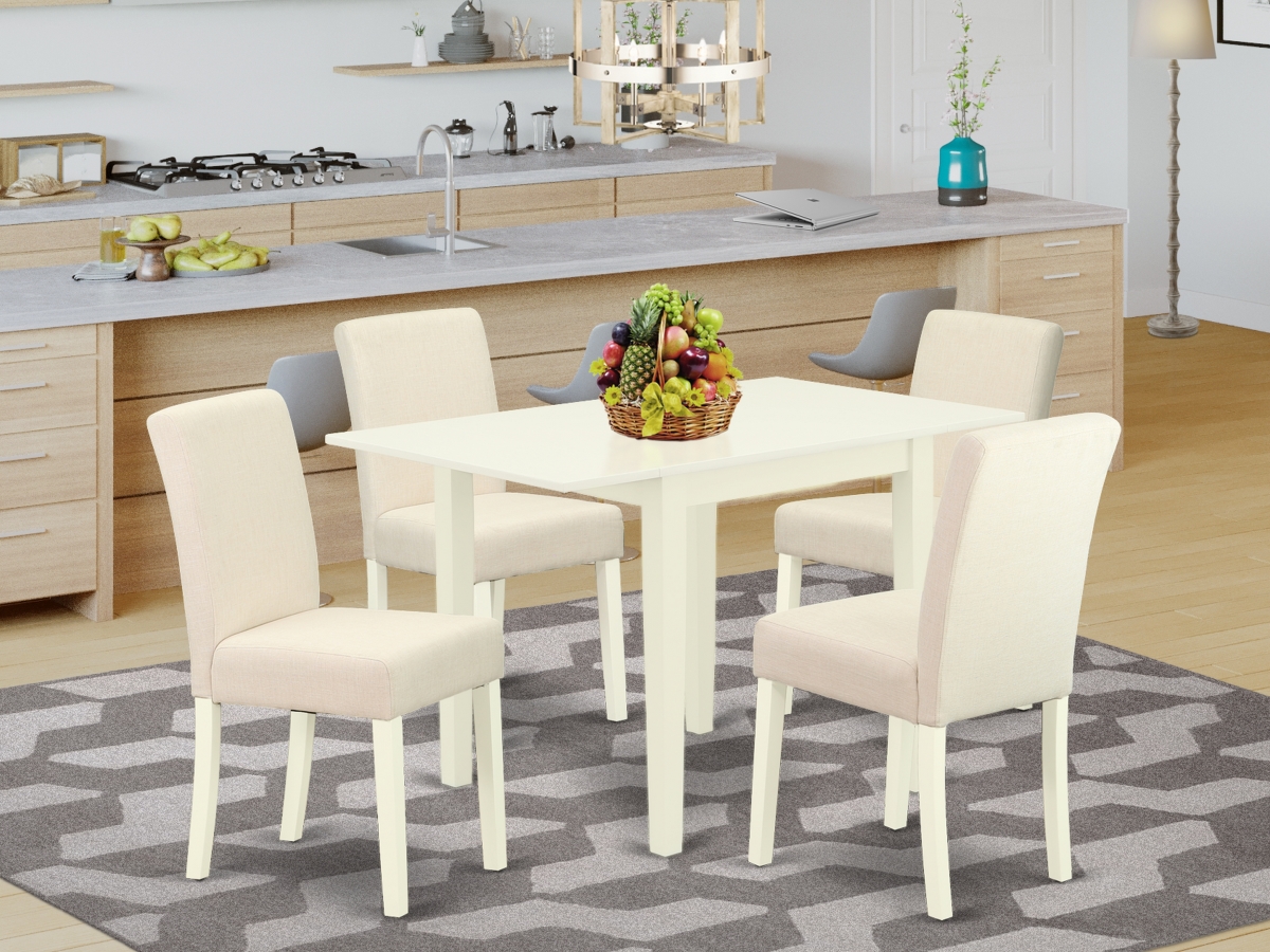 5 Piece Norden Modern Dining Table Set - Light Beige & Linen White