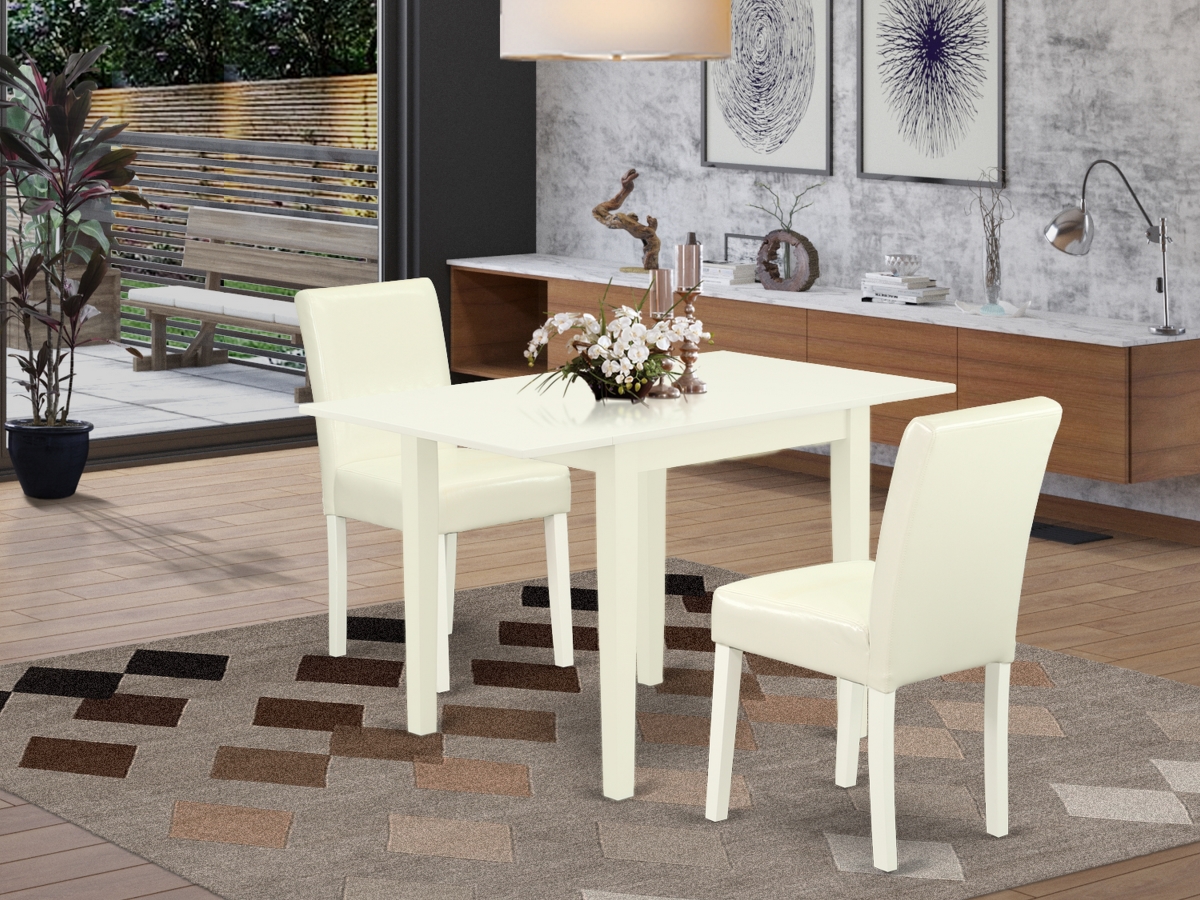 3 Piece Norden Dining Set - White & Linen White