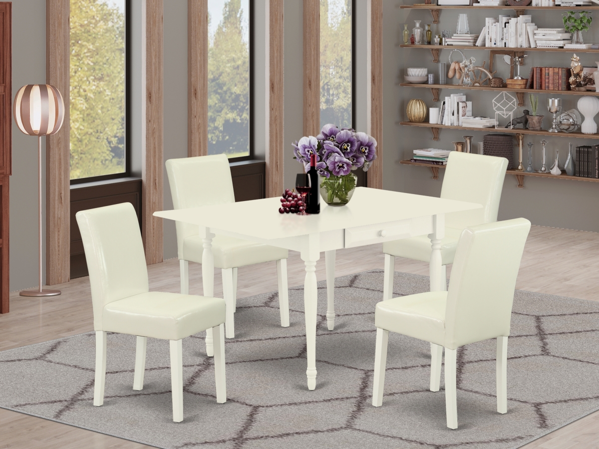 5 Piece Monza Wood Dining Table Set - Linen White & White