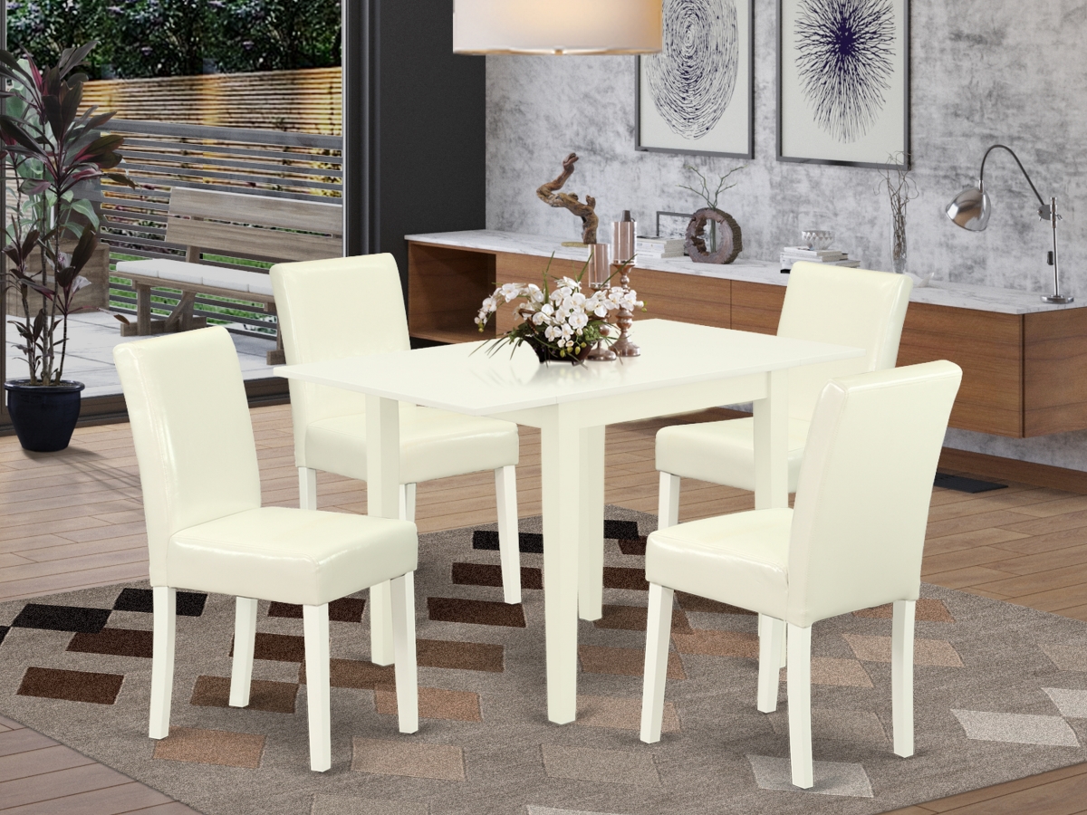 5 Piece Norden Wooden Dining Table Set - White & Linen White